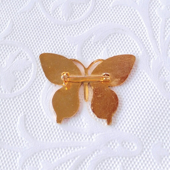 VINTAGE Cloisonne Butterfly Brooch-Pin-Turquoise - Picture 3 of 4